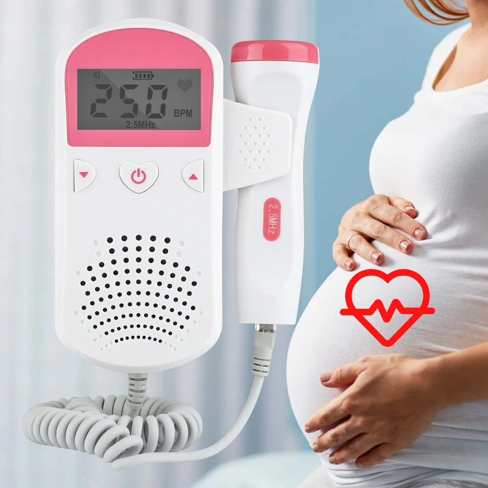 Baby Monitor Fetal Doppler Ultrasound Fetus Doppler Detector Household Portable Sonar Doppler For Pregnant 2.5MHz No Radiation