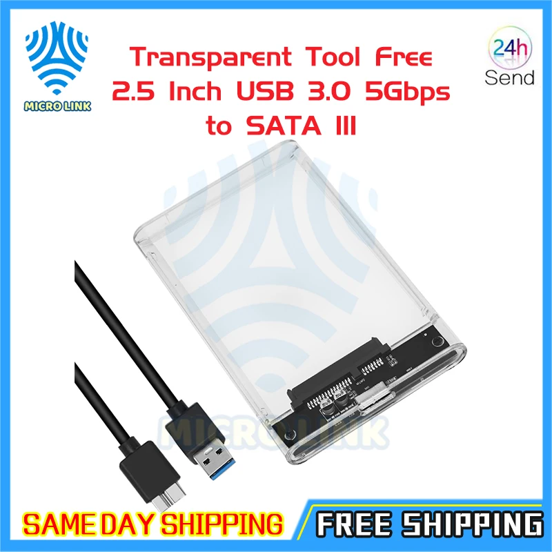 Прозрачный чехол для внешнего жесткого диска 2 5 дюйма USB 3 0 Гбит/с SATA