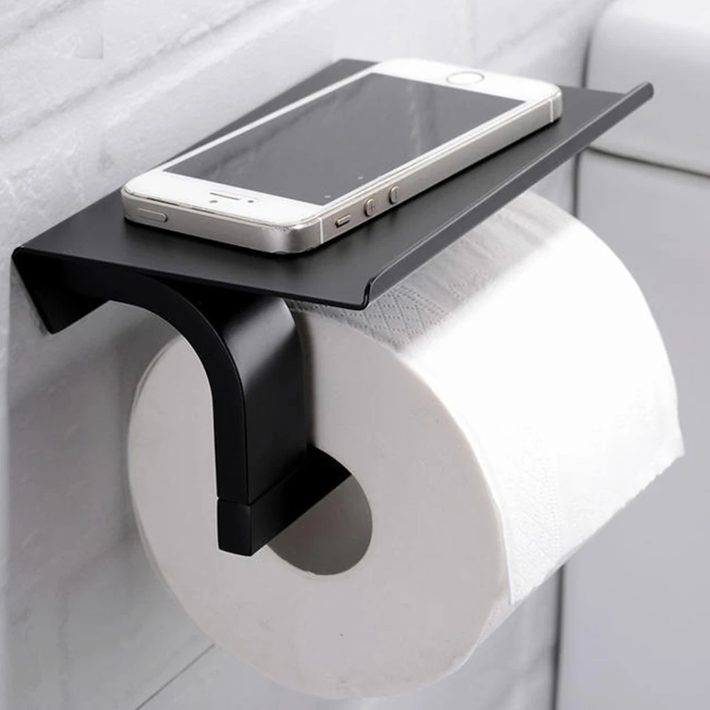 taicute classic toilet paper holder with shelf stainless steel tissue paper roll hanger wall mount wc bathroom accessories free global shipping