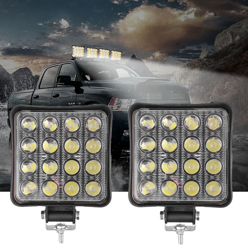 

2 шт. 12 В светодиодный льная светодиодная фара для внедорожника 4x4 передсветильник фара 16SMD 48 Вт траксветильник фара s для внедорожника вездехода мотоцикла грузовика автомобильные лампы
