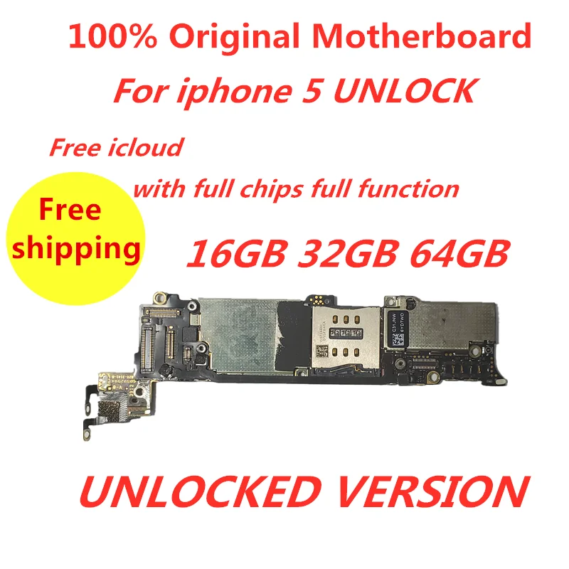 Бесплатная доставка! Оригинальная материнская плата для iphone 5 logic compact icloud unlock remove