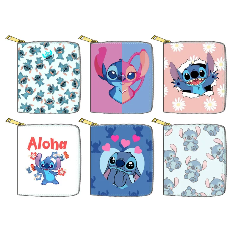 Новинка кошелек для монет Disney Stitch из ПУ кожи короткий маленький на молнии Длинный