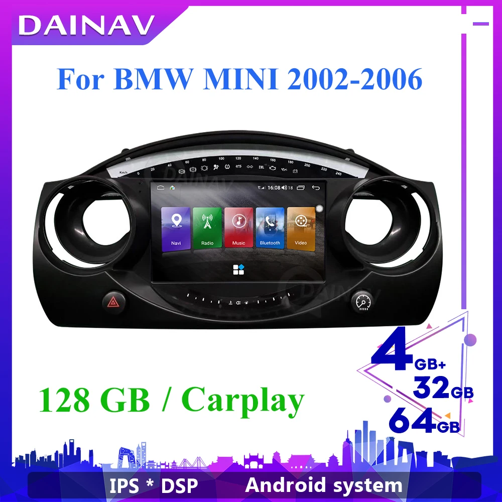 

128 ГБ DSP HD Android 10 автомобильное радио DVD-плеер GPS для BMW mini 2002 2003 2004 2005 2006 автомобильное стерео аудио мультимедийное видео