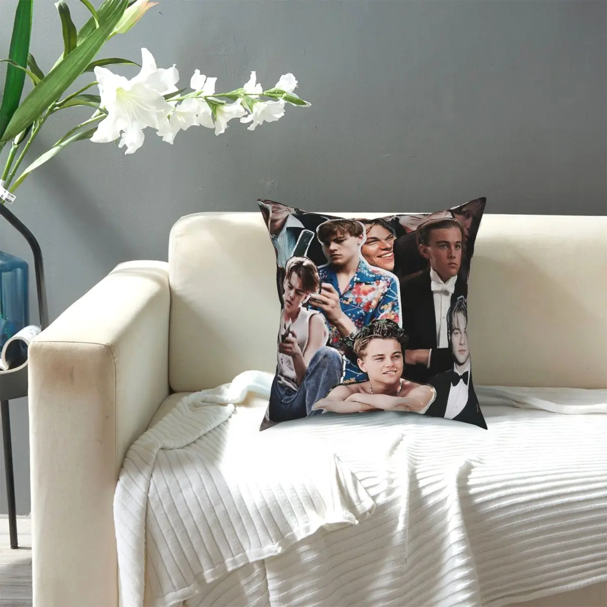 

Leonardo Dicaprio Collage Throw Pillo Square Pillow Case Polyester Throw Pillow Awesome Cushion Covers