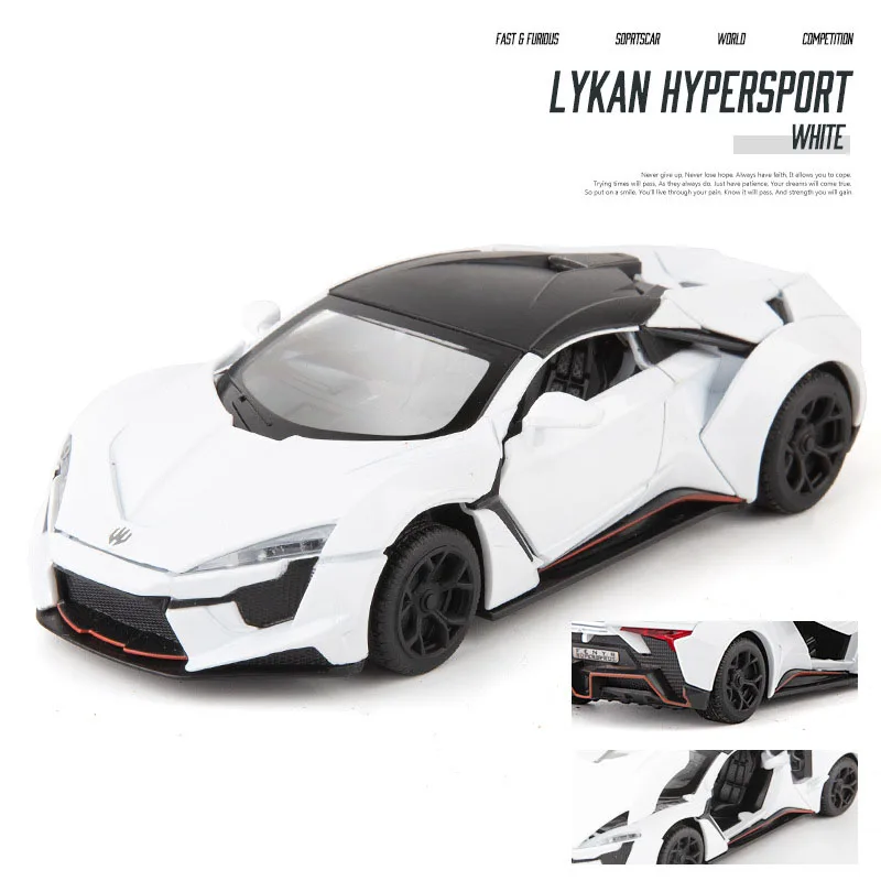Литая 1:32, новинка, Lyken, Спортивная модель автомобиля, металлический сплав, автомобиль, моделирование, оттягивающие назад, автомобили, игрушки для детей, подарки для детей - Цвет: Белый
