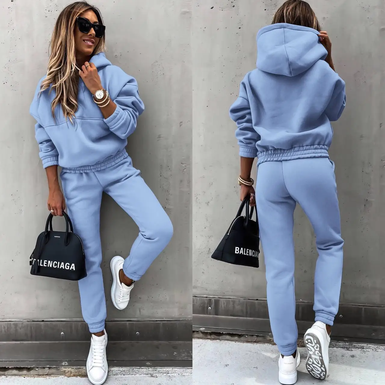 

Women's Sports Suit Fitness Jogging Outdoor Cycling 2021 Autumn And Winter New Fashion Long-sleeved Sports Leisure Sweater Suit