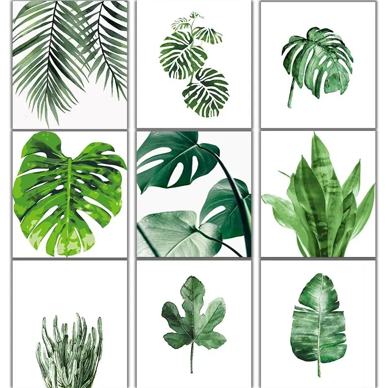 

CHENISTORY Painting By Number Green Leaf For Kids Adults Diy Room Wall Art Pictures By Number Plant Home Decoration Gift 40x50cm