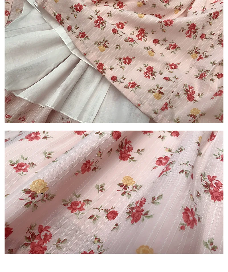 Детское платье с длинным рукавом винтажное цветочным рисунком весна 2024