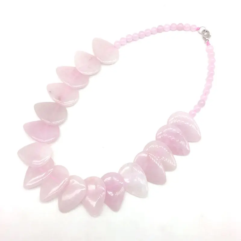 rose quartz Ожерелья с подвесками модные каменные бусины колье Висячие бусины 18x25 мм лунный камень оникс, сердолик камень тигровый глаз вечерние подарки - Окраска металла: rose quartz