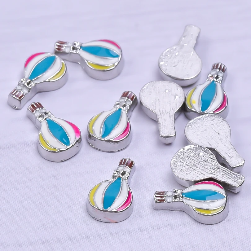 

15pcs Hot Air Balloon Floating Charms For Living Lockets Pendant DIY Jewelry Making Supplies Locket Charm In Bulk Enamel Alloy