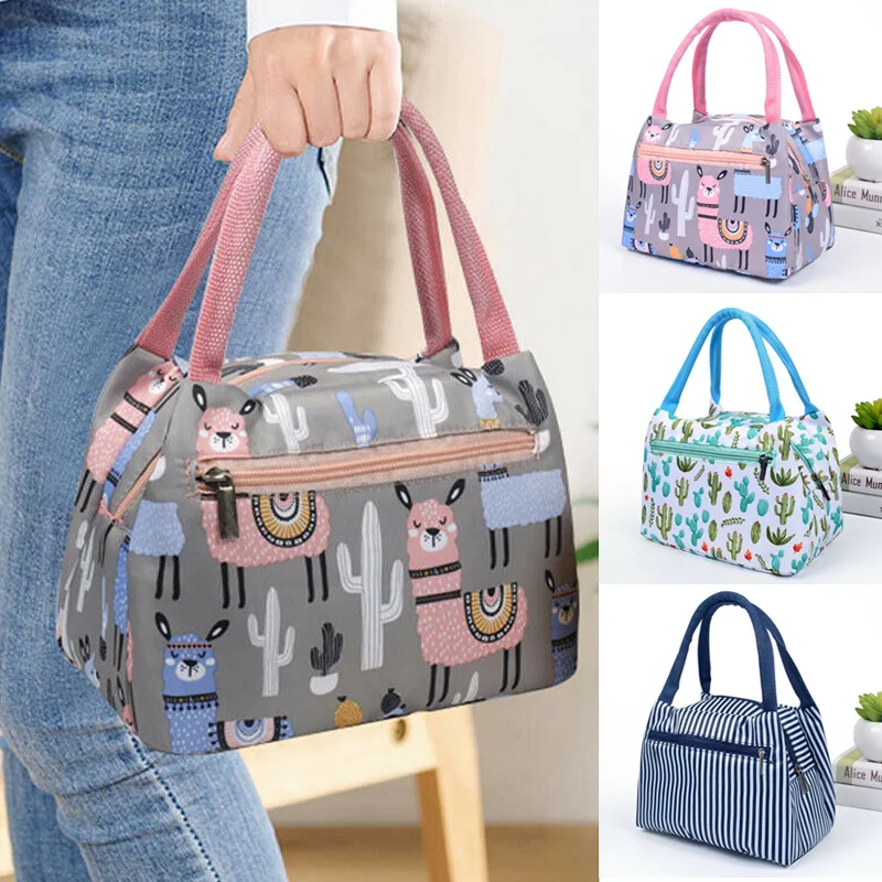 

Cartoon Printed Lunch Bag Handheld Insulated Thermal Cool Bags Picnic Food Box THIN889