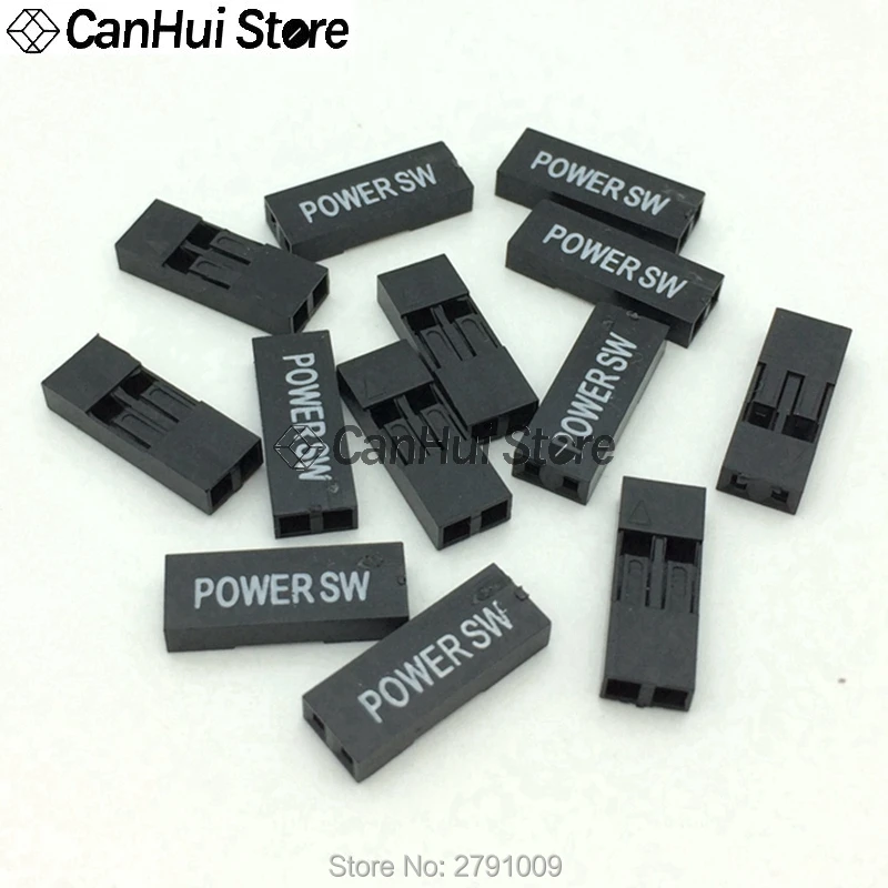 100 шт. 2 54 мм 1x2Pin 1*2P печать сброс мощности SW ± H.D светодиодный шрифт пластик Dupont