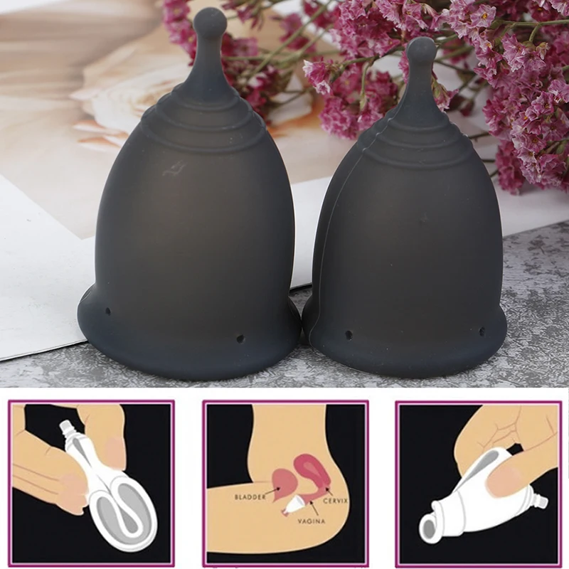 

Black Color Copa Menstrual Women Feminine Hygiene Menstrual Cup Medical 100% Silicone Cup Reusable Lady Cup Collector Menstrual