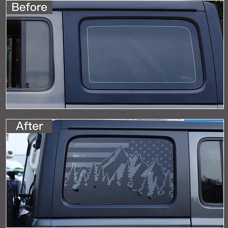 

Mountain Scene Window Decals PVC Hardtop Window Stickers for 2018 2019 2020 2021 Jeep Wrangler JL