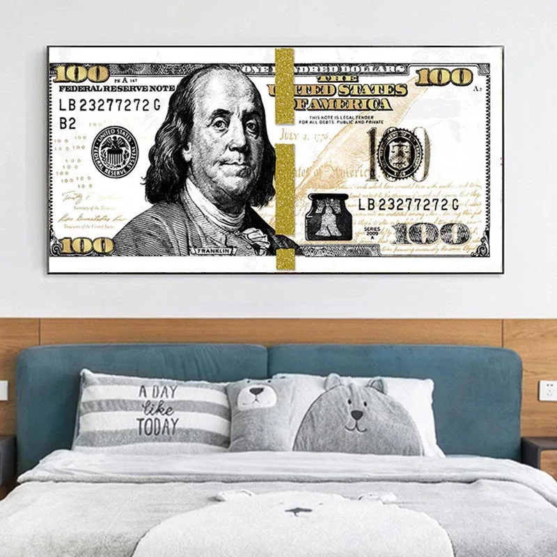 Плакат со стодолларовыми купюрами абстрактное искусство деньги настенная