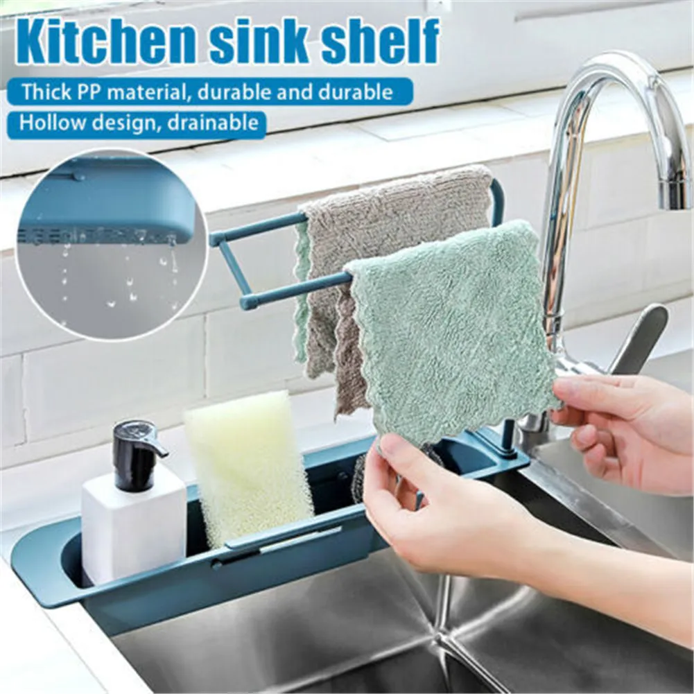 

Drain Basket Expandable Easy Installation Storage Sink Holder Rack Sponge Holder Tray For Kitchen Household Daily Necessities