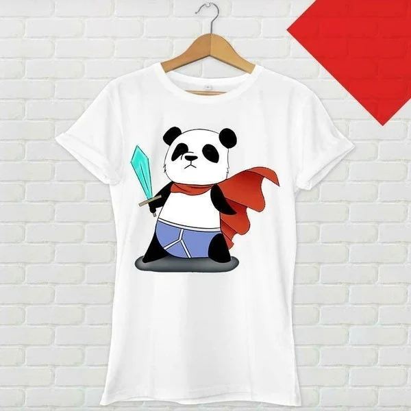 Новая белая футболка с изображением героя панды|Мужские футболки| |