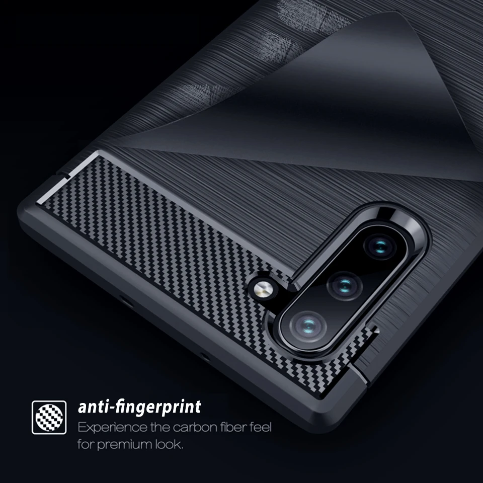 Матовый чехол из углеродного волокна для samsung Galaxy Note 10 Plus + защитный силиконовый