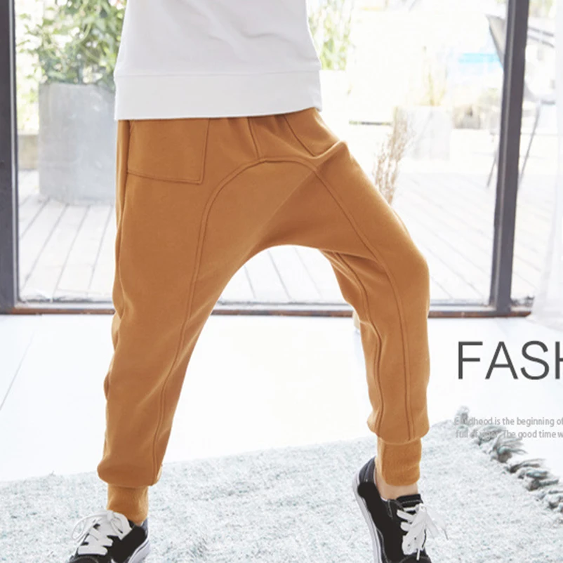 Брюки для мальчиков детские шаровары осенне-зимняя одежда маленьких черные