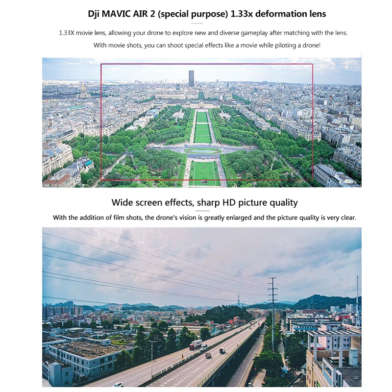 

3-in-1 Kit Wide Angle Lens Fisheye Lens 1.33X Deformation Movie Lens for DJI Mavic Air 2 Shooting Lens Filter Air 2 Accessories