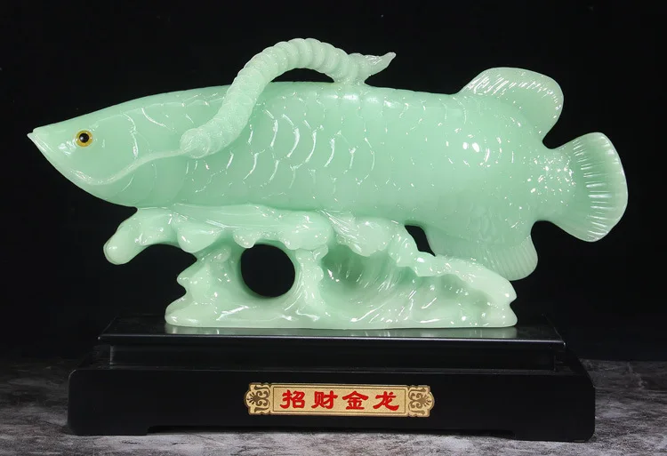 

Resin Blue Ice Jade Lucky Arowana Ornaments Crafts Home Living Room Office Decoration Opening Gifts Wholesale Home Decoration