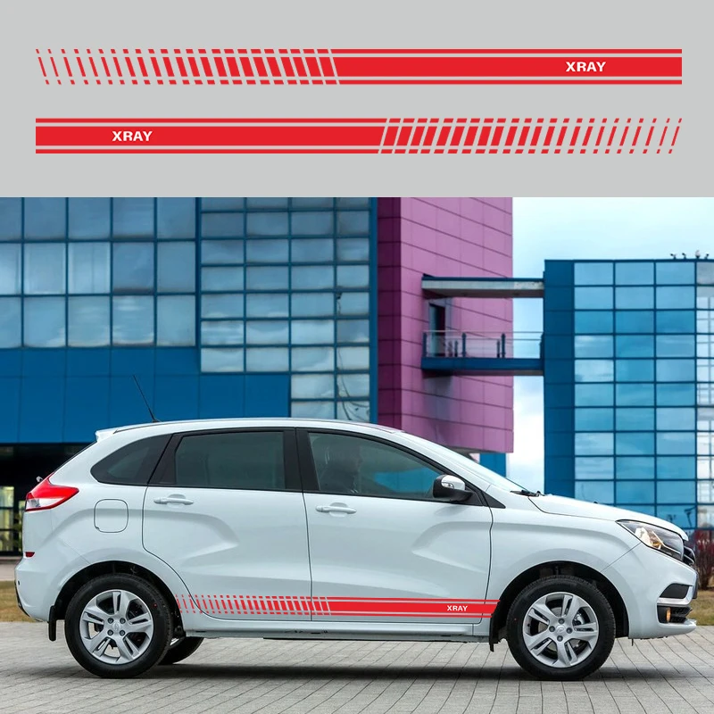2 шт. Украшения для тела виниловые наклейки для Lada Xray длинные полосатые наклейки водонепроницаемые автомобильные аксессуары