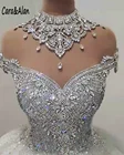 Свадебное платье для невесты, роскошное платье с высоким воротом, с 2021 кристаллами и бисером, в арабском стиле Свадебные платья
