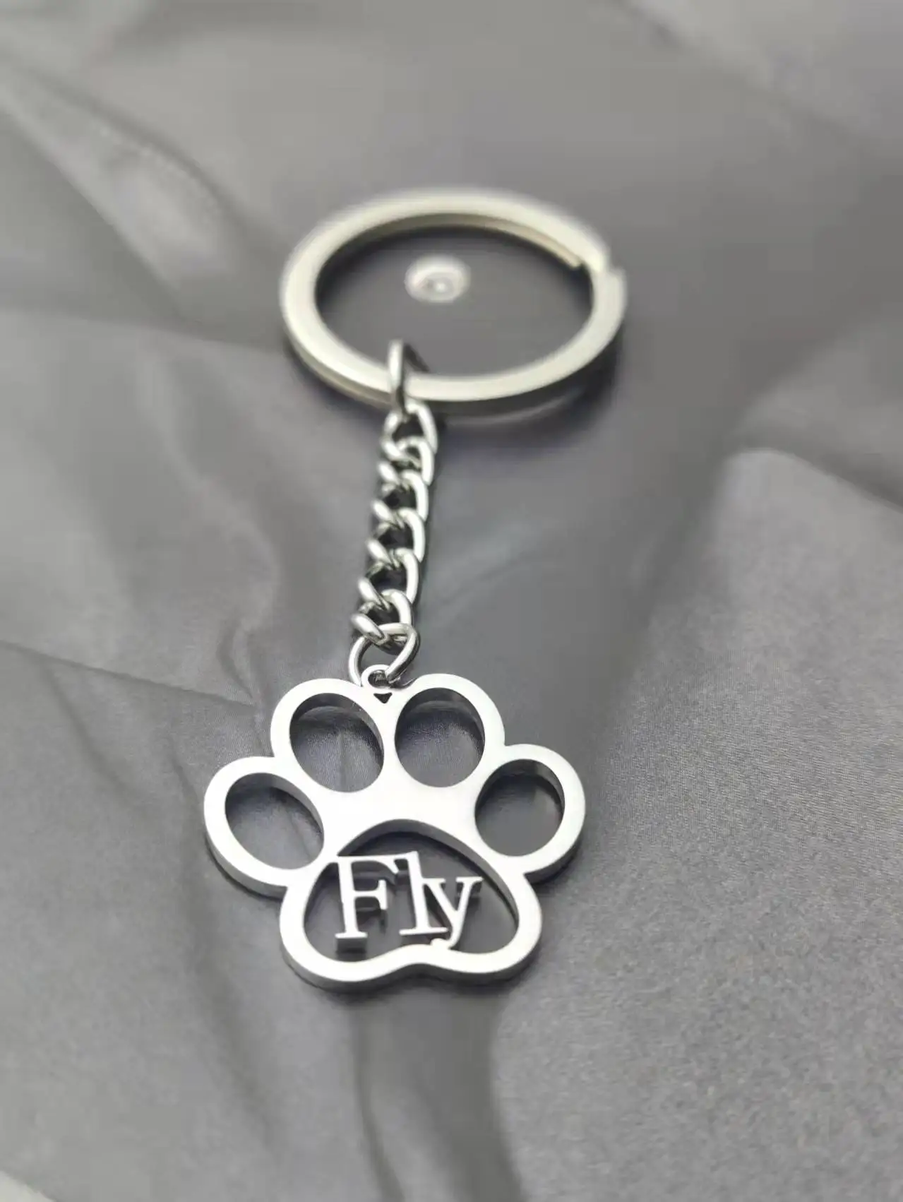 Custom Name Dog Paw Keychain Personalized Stainless Steel Drive Safe Key Ring Women Men DIY Jewelry Gift
