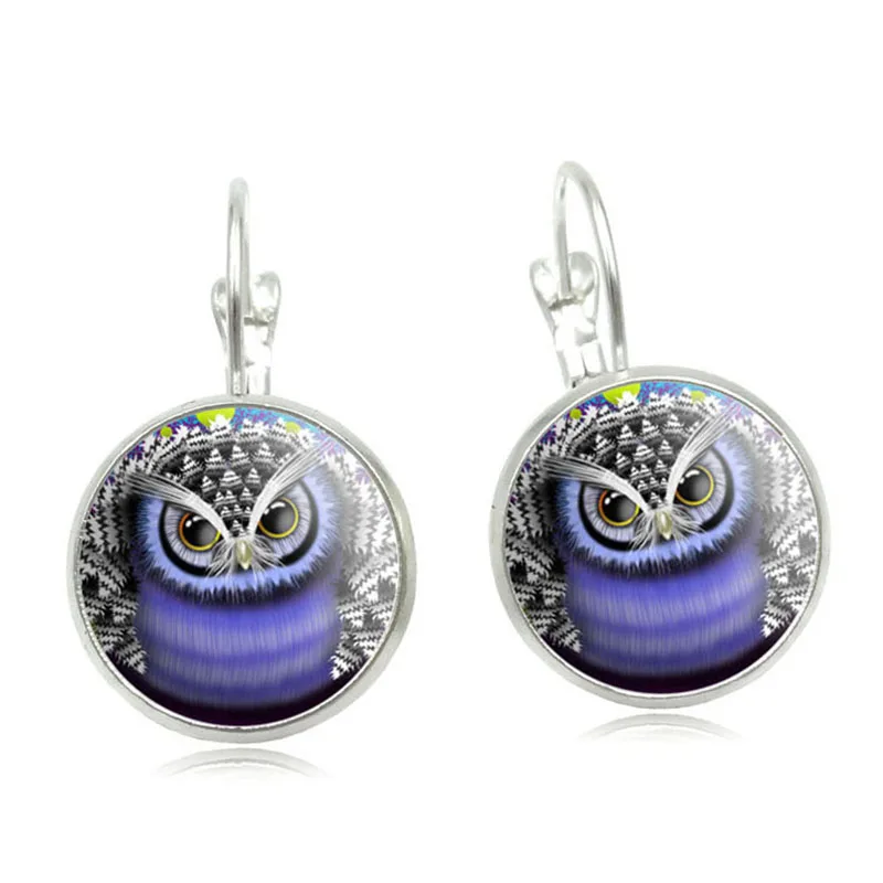 Женские Модные хрустальные серьги гвоздики сова фото стекло бижутерия Купольные