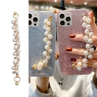Ремешок для телефона с защитой от падения, элегантный белый жемчуг, предотвращение потери, цепочка-держатель для сотового телефона, ремешок с жемчужинами и кристаллами