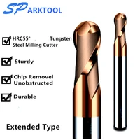hrc55 ball nose cutter carbide end alloy coating tungsten steel cutting tool 1 2 4 5 6 8 mm 2flutes milling cutter cnc