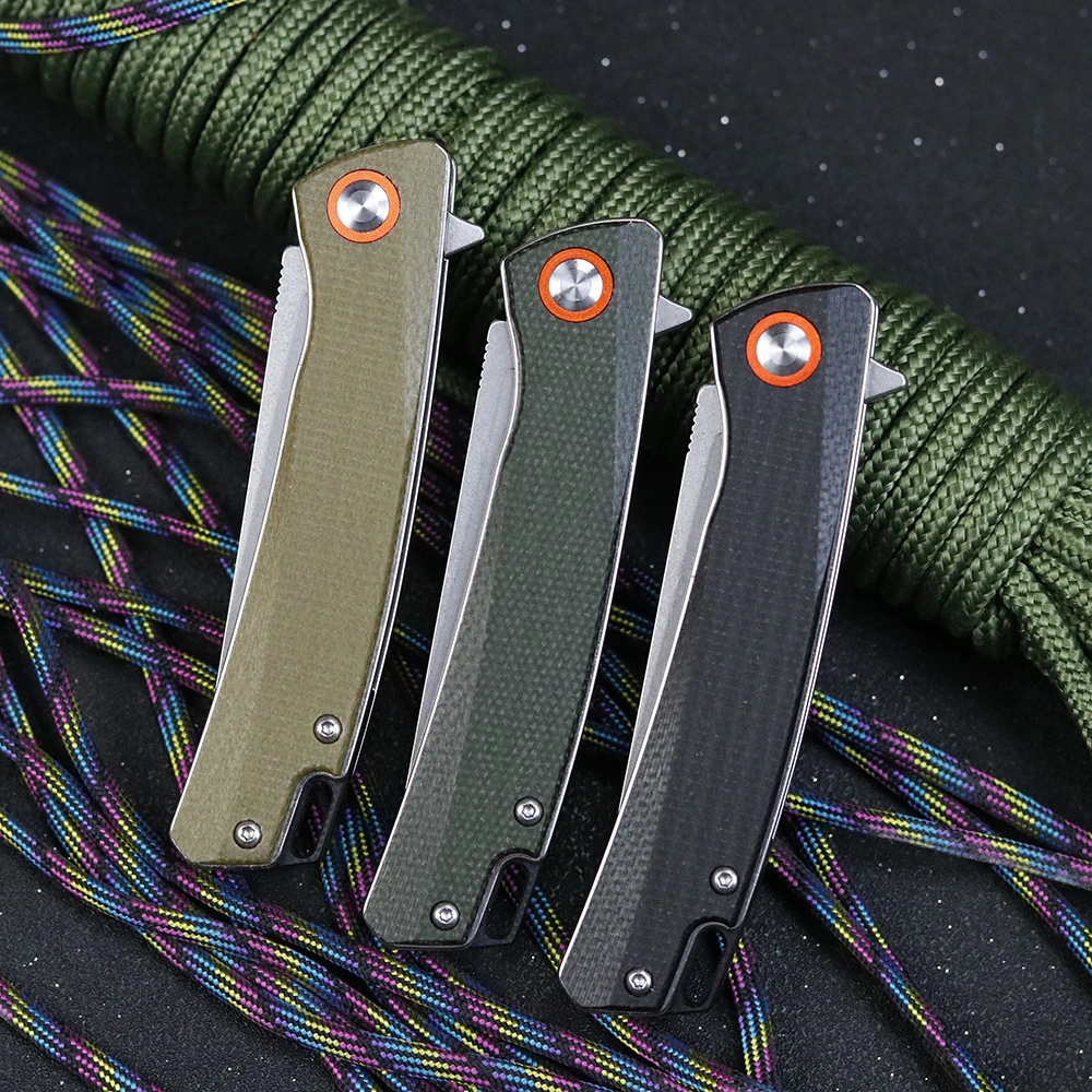 

New Pocket Folding Knife D2 Blade High-end Linen Handle Ball Bearing Survival EDC Tool Outdoor Camping Hunting Tactical Knife