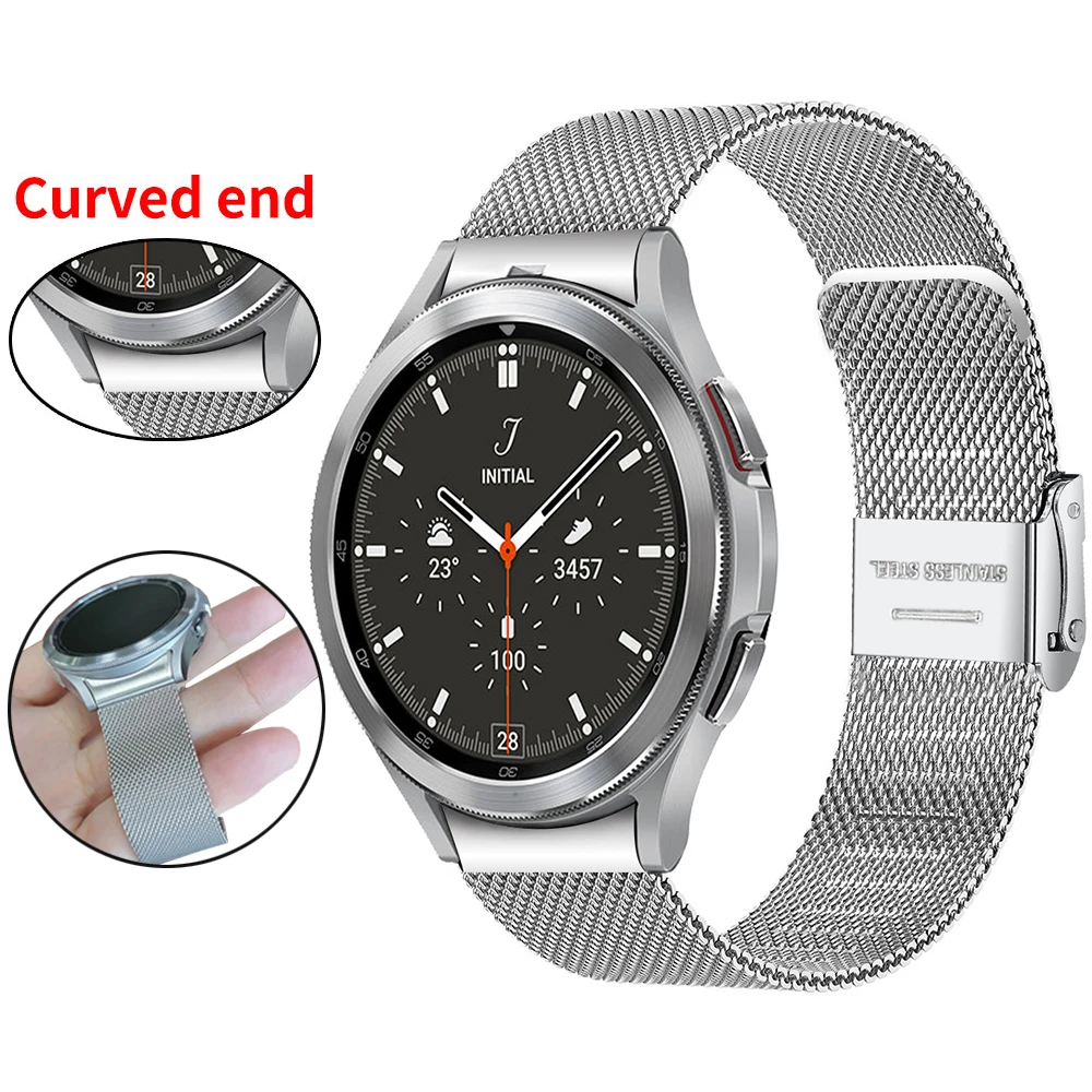 

Milanese Loop Strap for Samsung Galaxy Watch 4 Classic 46mm 42mm Watch 4 40mm 44mm No Gaps Metal Curved End Wrist Band Bracelet
