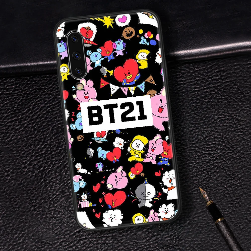 

Cute Cartoon BT21 Phone Case Cover For Samsung Galaxy A7 8 10 20 20e 21 30 30S 31 41 50 50S 51 70 71 91 black Cover Fashion Etui