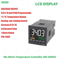 free shipping din 48mm relay ssr output k j pt100 input pid temperature controller ac100 240v controller with 1 alarm output