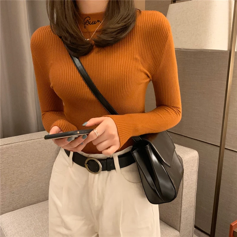 Свитер женский осенне-зимний с высоким воротником и длинным рукавом теплый |