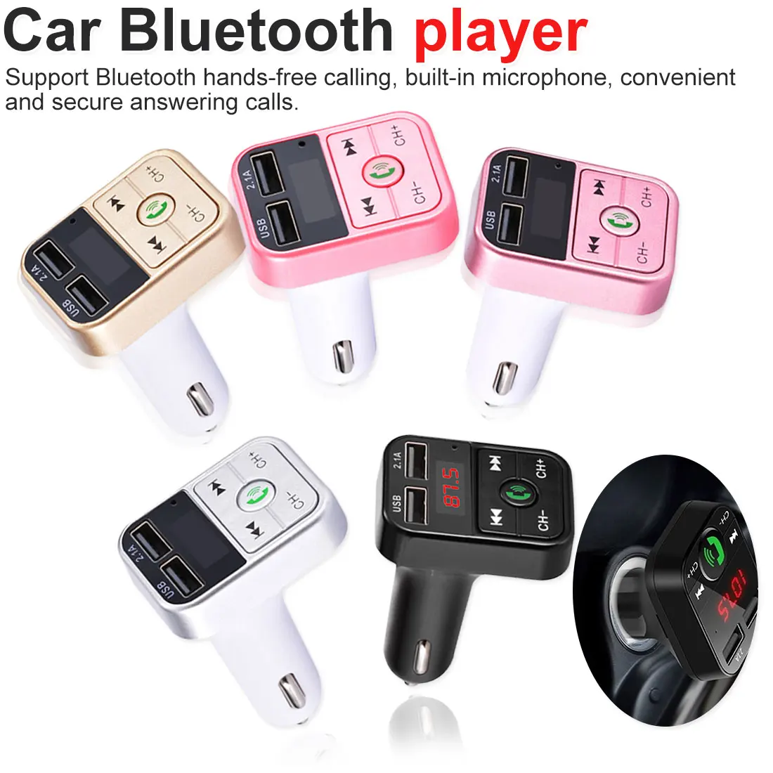 Автомобильный Bluetooth fm-передатчик, беспроводной приемник, Автомобильный светодиодный MP3-плеер 2.1A, двойное USB быстрое зарядное устройство, автомобильные аксессуары