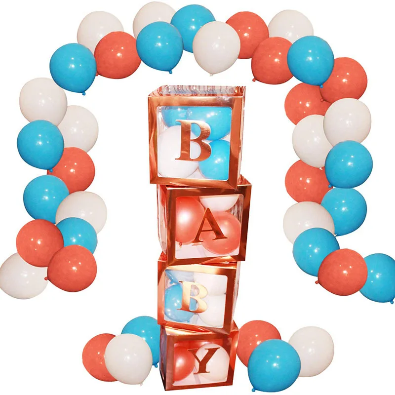 

4pcs Transparent Love Baby Letter Box Balloon Box Girl Boy Baby Shower Decorations Baby 1st Birthday Party Decor Supplies