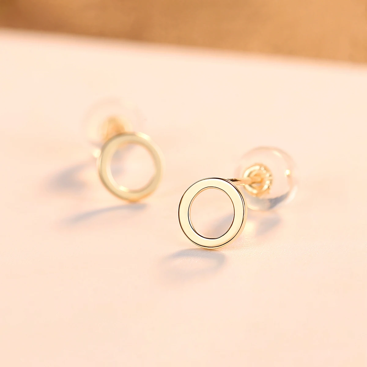 

PAG&MAG Genuine 14k Gold 585 Simple Round Stud Earrings For Women yellow Gold Statement Wedding Fine Jewelry brincos E14051