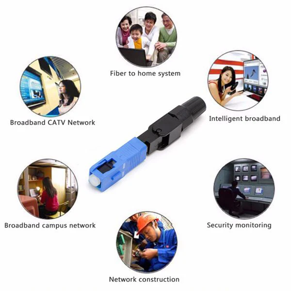 

50 Pcs Embedded Sc Upc Fiber Optic Fast Connector Ftth Single-Mode Fiber Optic Sc Quick Connector Sc Adapter Field Assembly