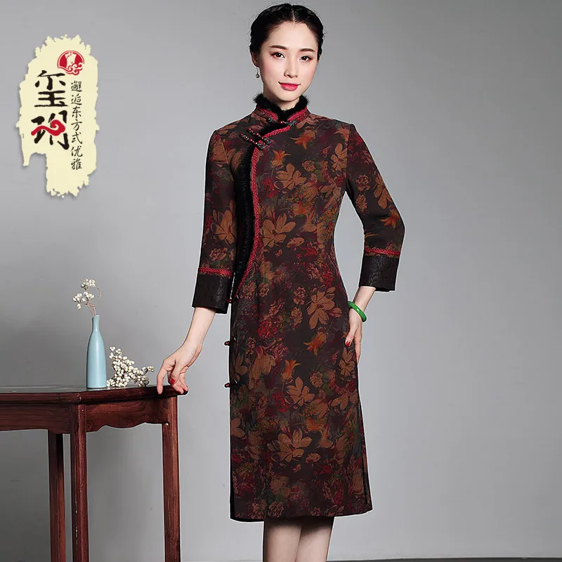 

ancient ways of new fund of 2021 autumn winters is cotton silk watered gauze to improve daily woman qipao dress