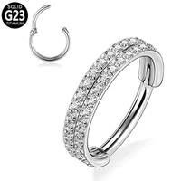 g23 titanium septum clicker nose ring double stacked cz hinged segment labret ear tragus cartilage daith helix earring piercing