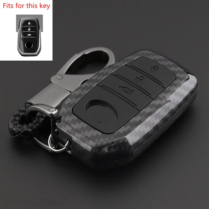 B-Black Чехол для дистанционного ключа от машины из углеродного волокна для Toyota Chr C-hr Land Cruiser 200 Avensis Auris Corolla 2 и 3 кнопки Брелок чехол - Название цвета: B-Black