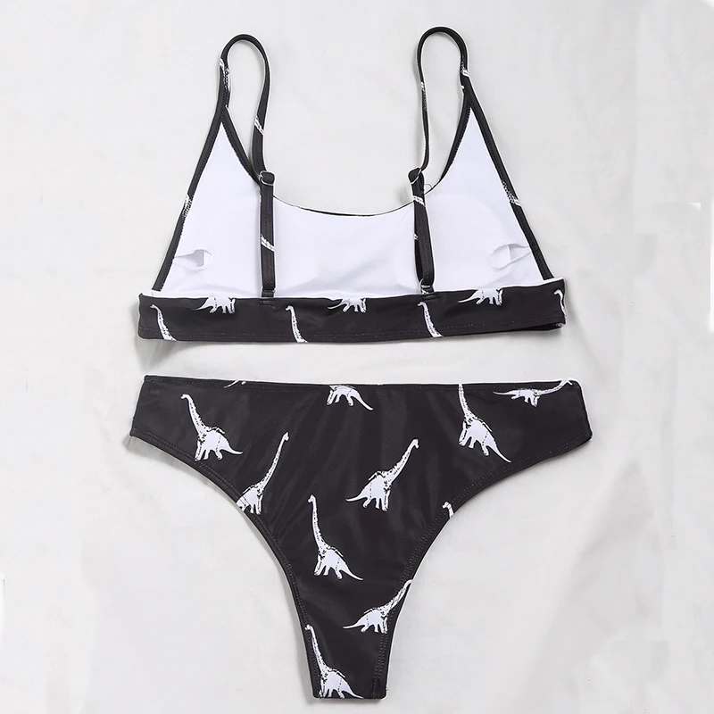 

Cartoon Printed Female Swimsuits 2020 New Sexy Push Up Bandage Beachwear Bikini Sets Two Piece Split Women's Swimwear Biquini