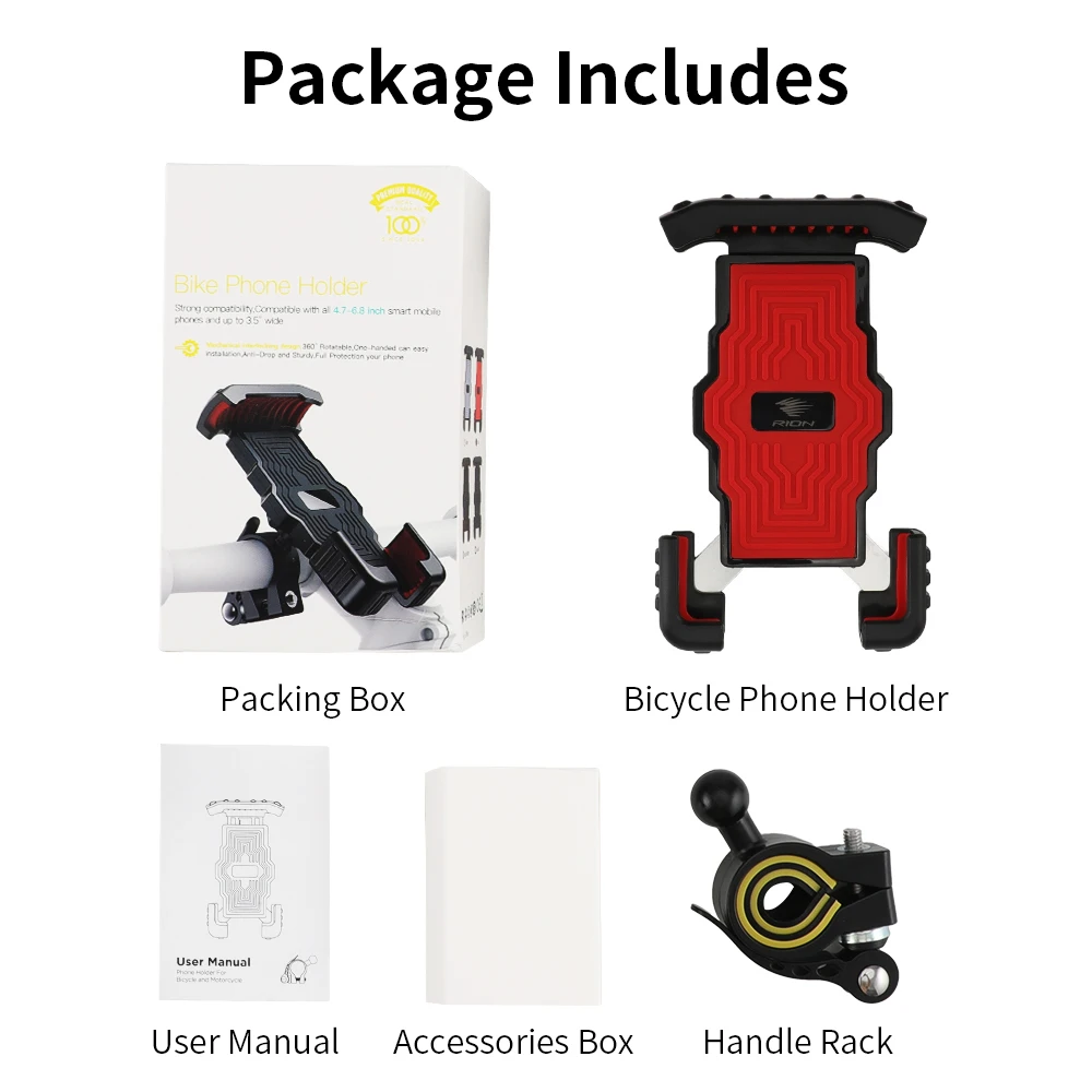 RION Phone Holder for Bicycle MTB Bike Cell Support Moto Motorcycle Smartphone Mobile Handlebar Stand Scooter Kickstand 6.5 Inch | Спорт и
