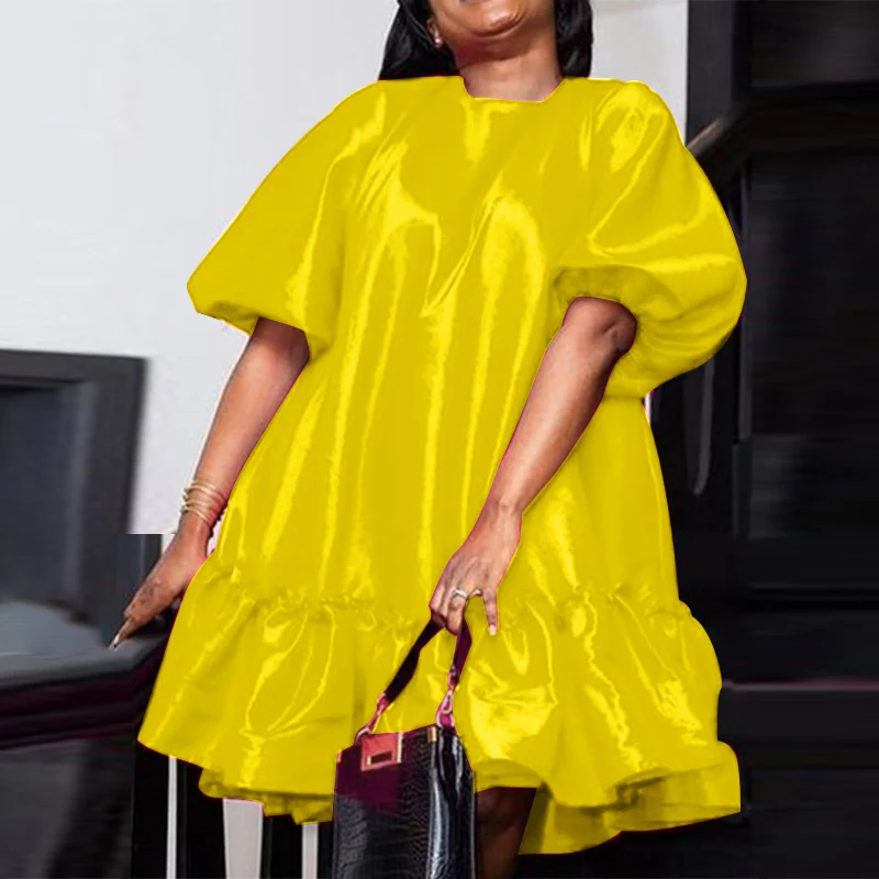 Свободное платье VONDA женские свободные мини-платья с круглым вырезом и пышными