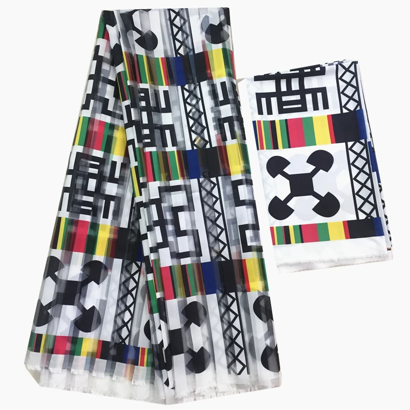 Африканские ткани 2020 Лидер продаж шелковая ткань из органзы 4 + 2 ярда материал