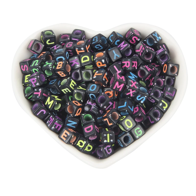 Акриловые квадратные шарики 200 шт. 6x6 мм черные свободные для браслета