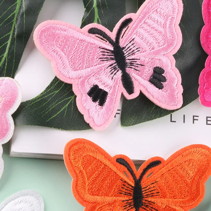 Новинка мультяшная Милая Вышивка бабочки тканевая наклейка сделай сам полосатая