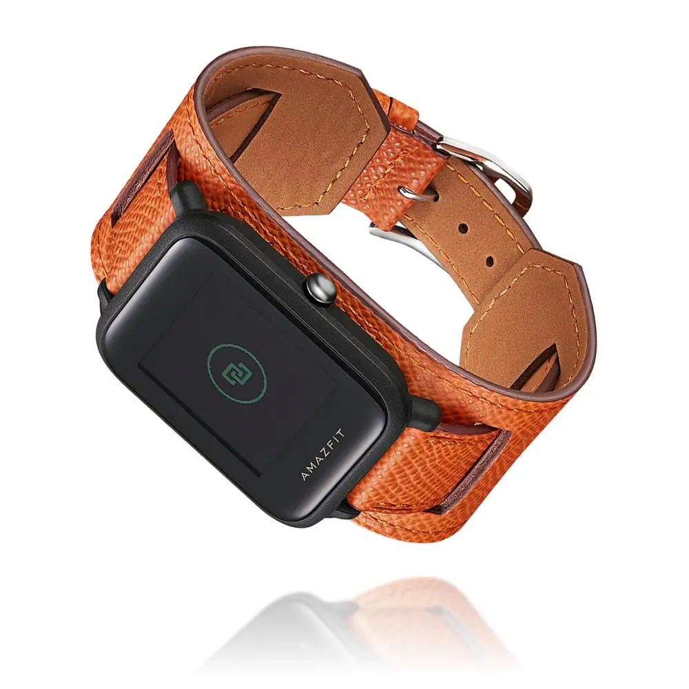 Ремешок из натуральной кожи для Amazfit Bip/Bip Lite/GTS/GTR 42 мм спортивный сменный Браслет